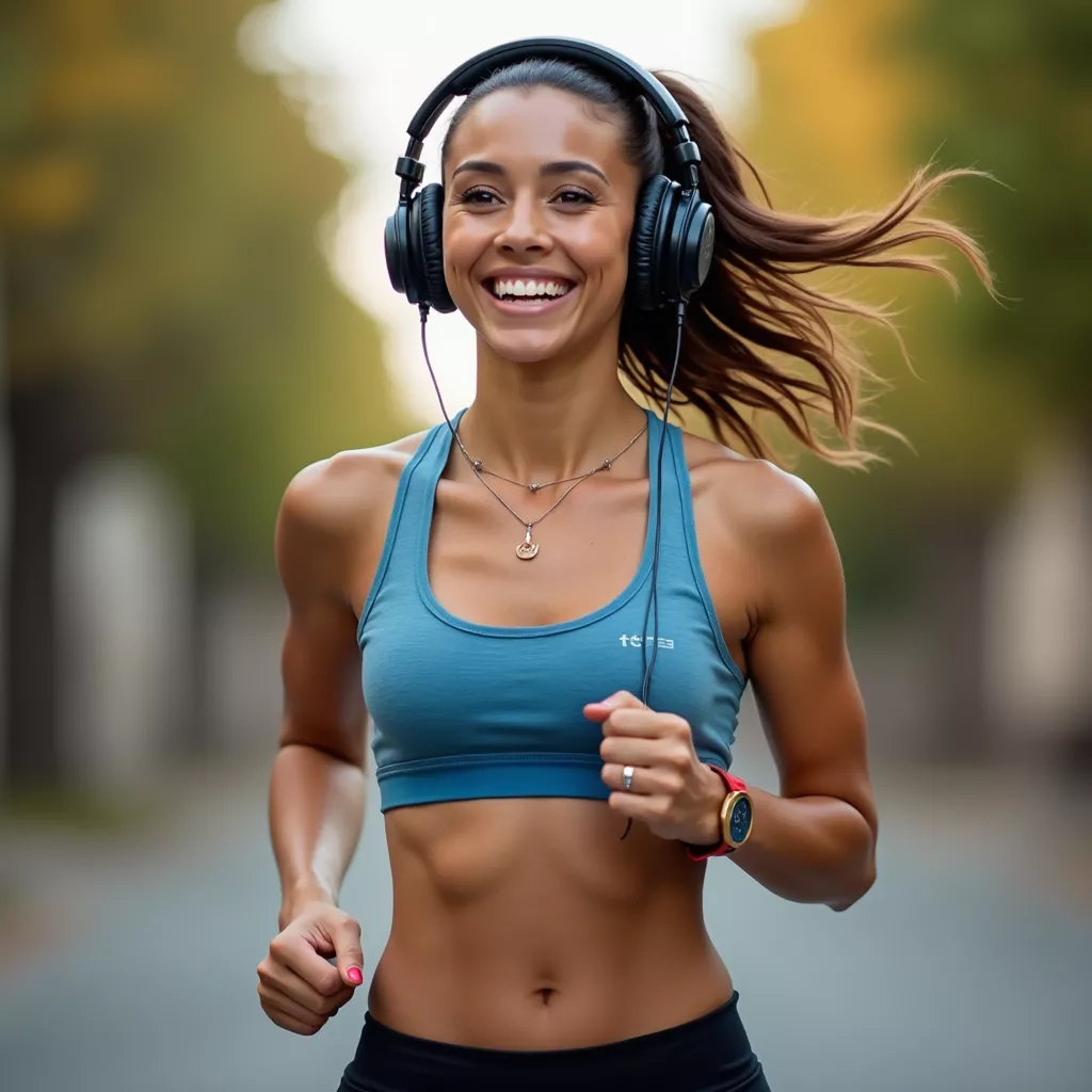 Biegająca kobieta ze słuchawkami